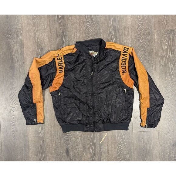 Harley Davidson Windbreaker Motorcycle Jacket Size Large **Broken Front Zipper**